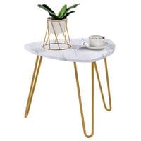 2 Marble Veneer Aria Coffee Side Tables - with Gold Metal Hairpin Legs - Nesting Tables