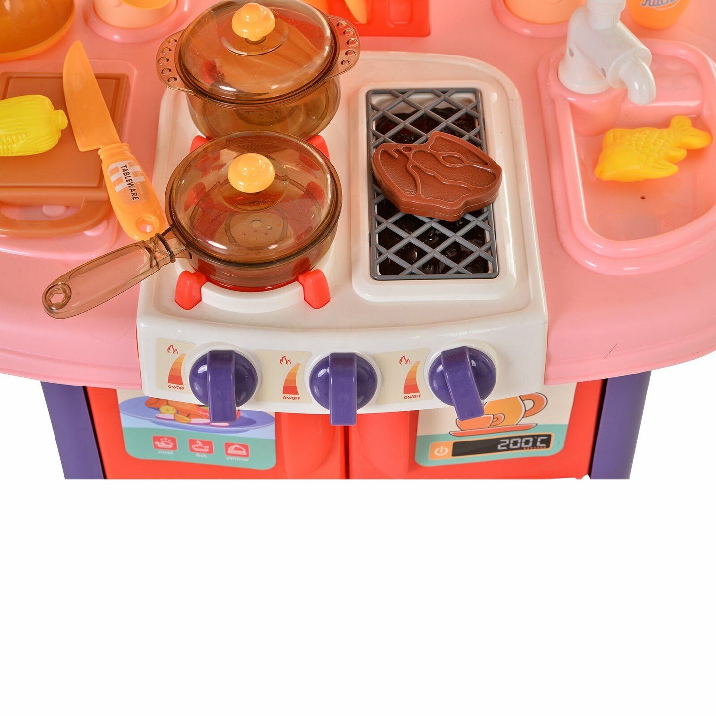 Kids Pretend Play PP Kitchen Set Pink/Purple