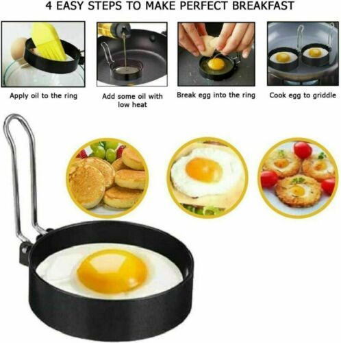 4PCS Stainless Steel Fried Egg Rings Non-Stick Frying Pan Cooking Shaper Mould