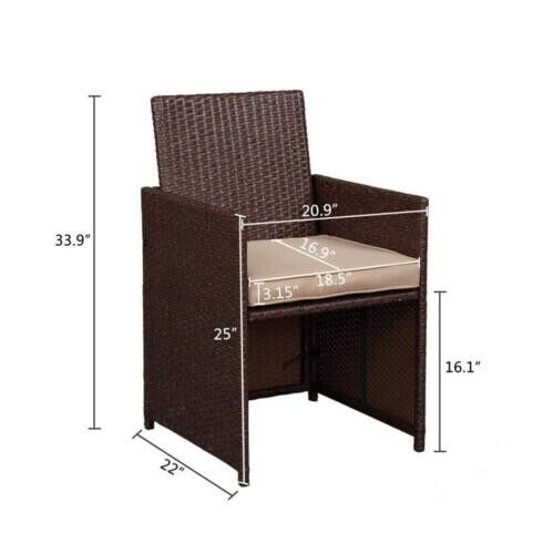 CUBE RATTAN GARDEN FURNITURE SET CHAIRS SOFA TABLE OUTDOOR PATIO WICKER 8 BROWN