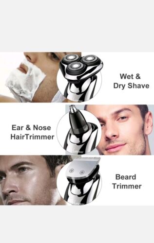 Hatteker Electric Shaver Men Razor Wet Dry Rotary Beard Rechargeable Trimmer Kit