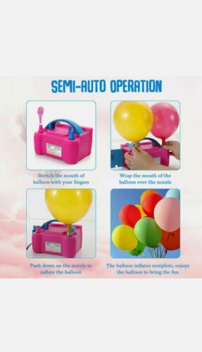 600W Electric Air Balloon Pump Dual Nozzle Automatic Portable Inflator Party uk