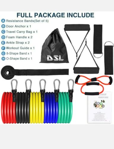 Resistance Bands kit Workout Exercise Crossfit Fitness Yoga Training Tubes