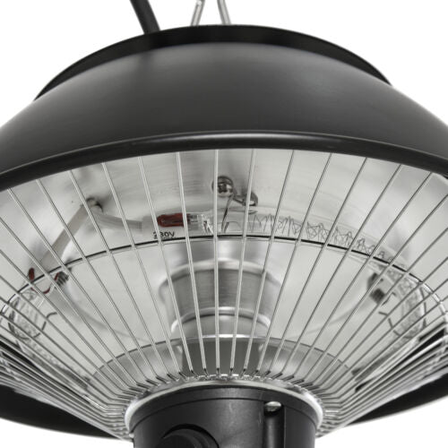 Outsunny Patio Ceiling Heater Hanging Halogen Hook Chain Black 600W